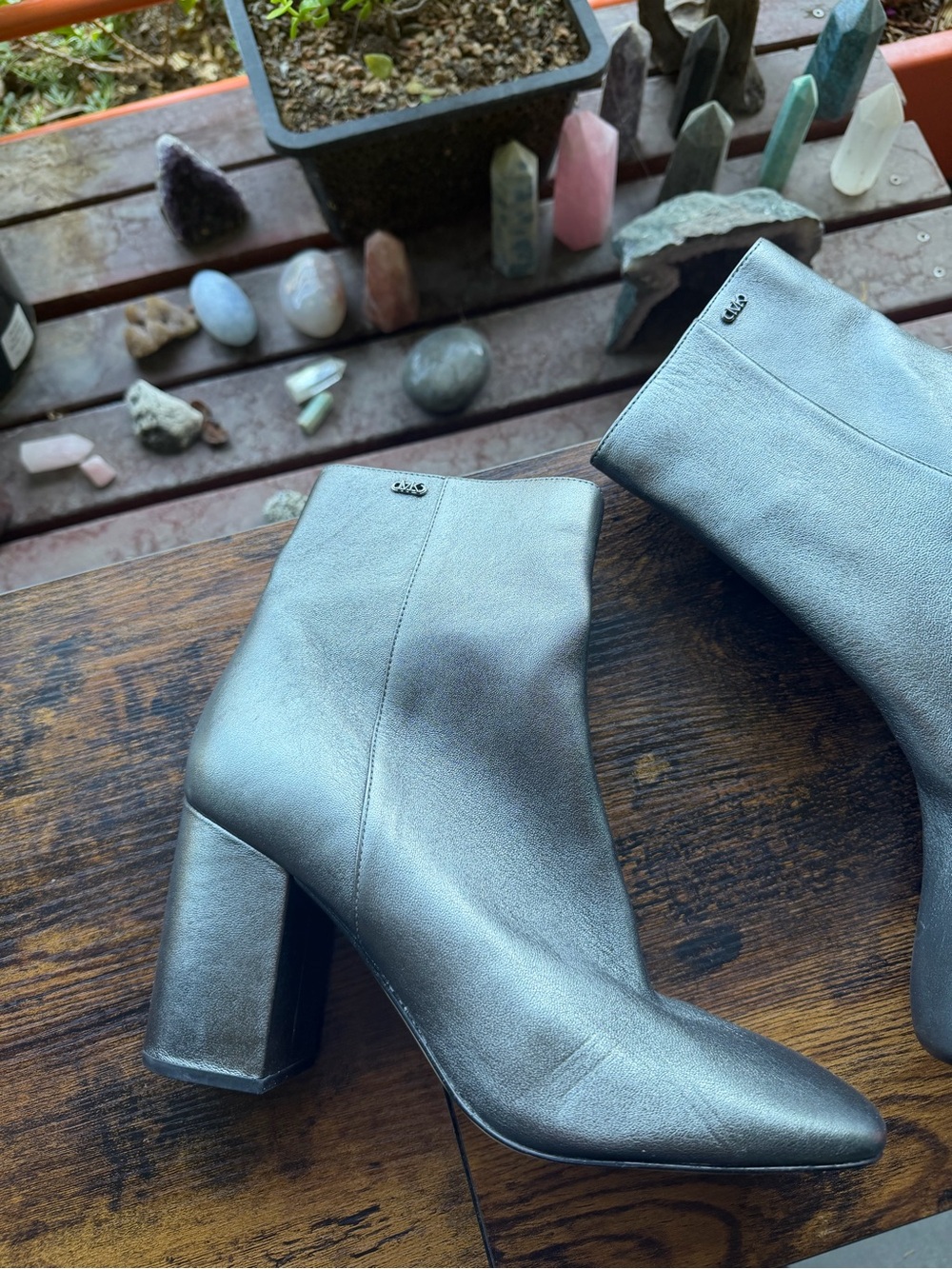 Michael Kors Silver Metallic Perla Flex Ankle Heeled Boot - Picture 3 of 7